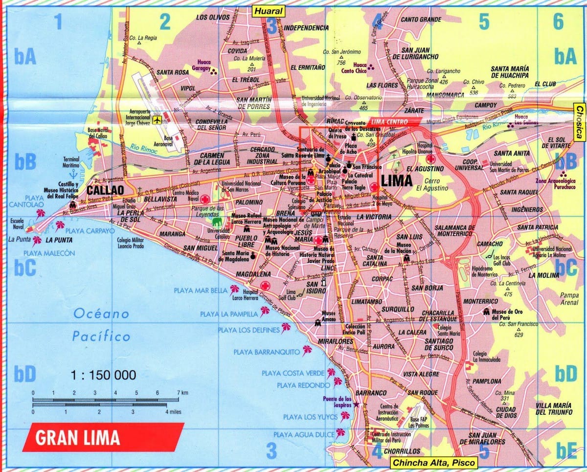 Kartta Liman hop-on hop-off bussilla