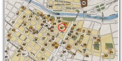 Kartta historiallisesta keskustasta Lima